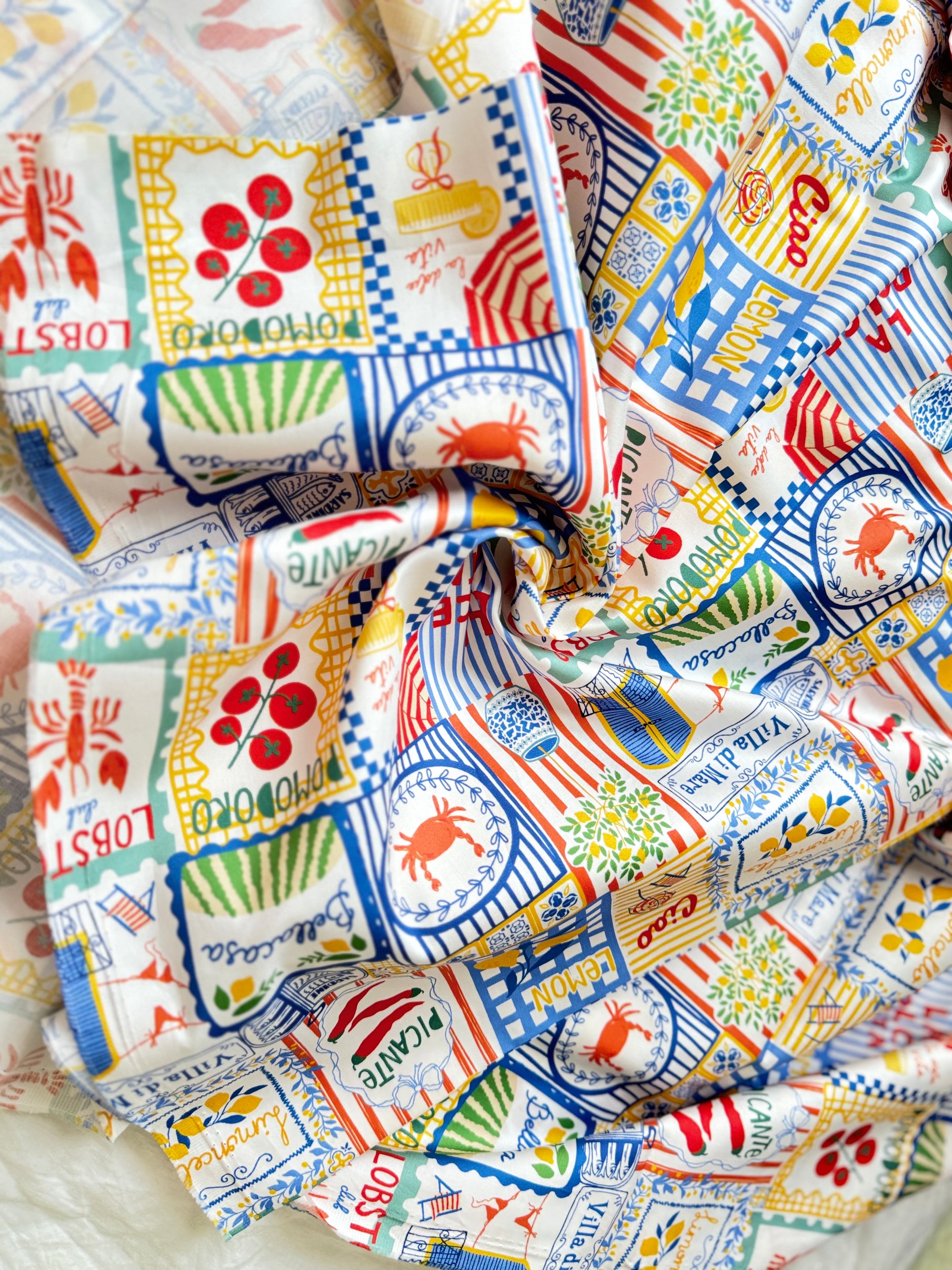 Mediterranean Market Crisp Cotton Sateen Fabric — 2.75