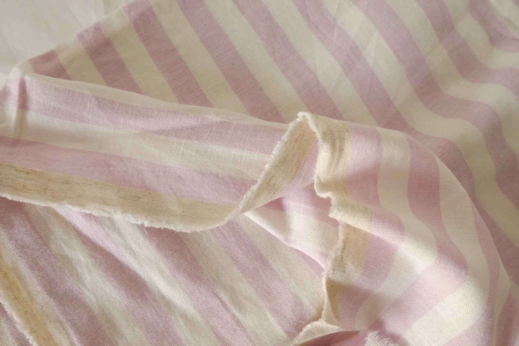 Pink Stripe Cotton Linen Fabric – 1.6 yd