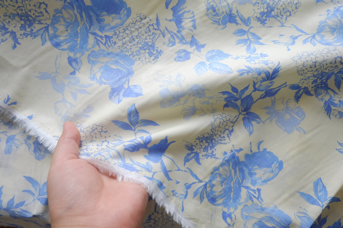 Blue Floral High-Density Cotton Poplin – 3.8 yd