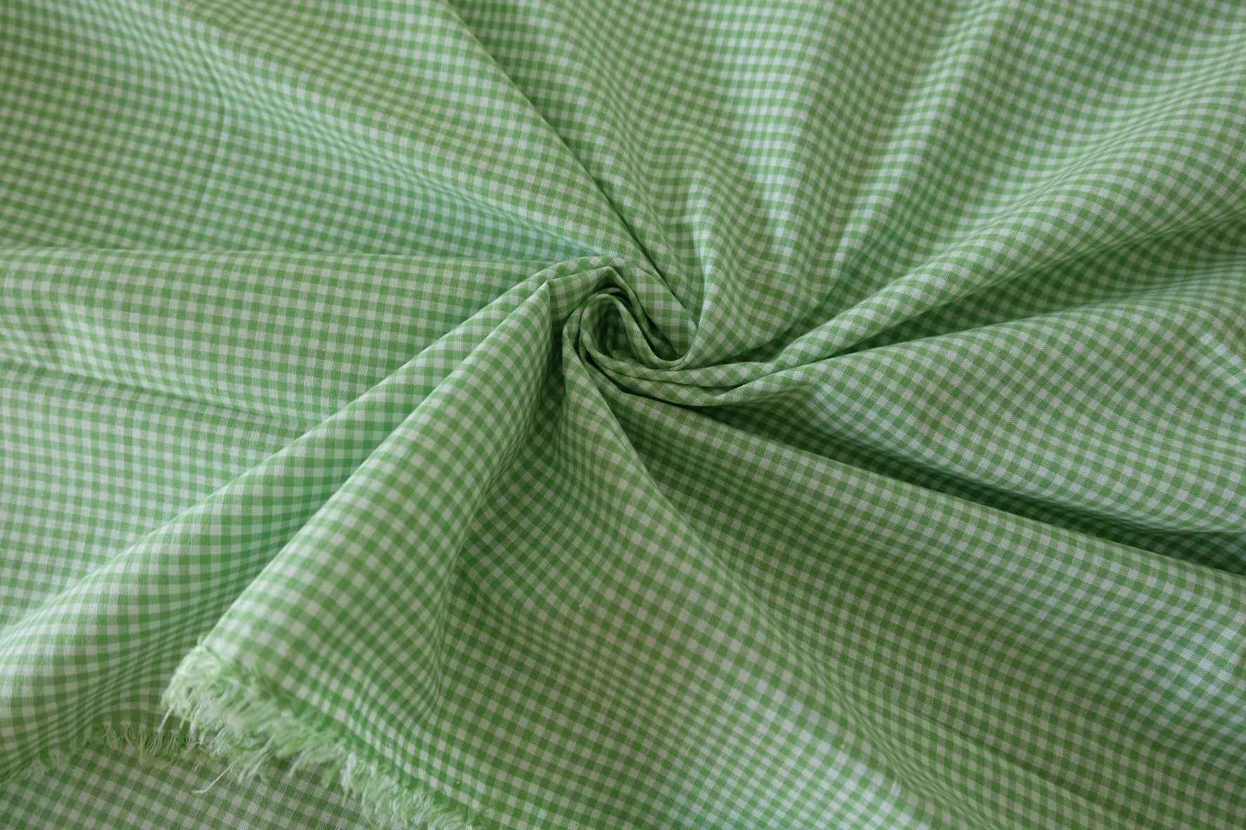 Green Gingham Cotton Fabric – 3.3 yd