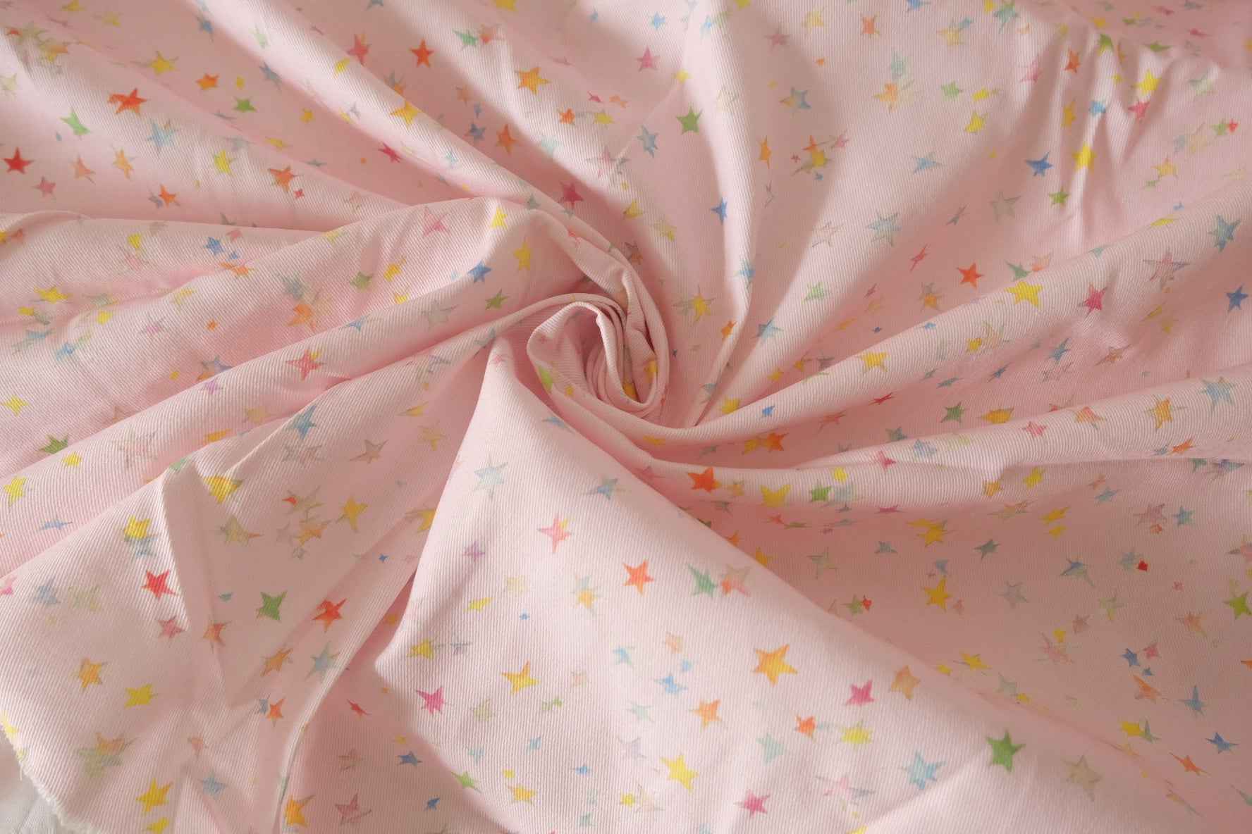 Pink Star Print Cotton Twill Fabric – 1.6 Yards