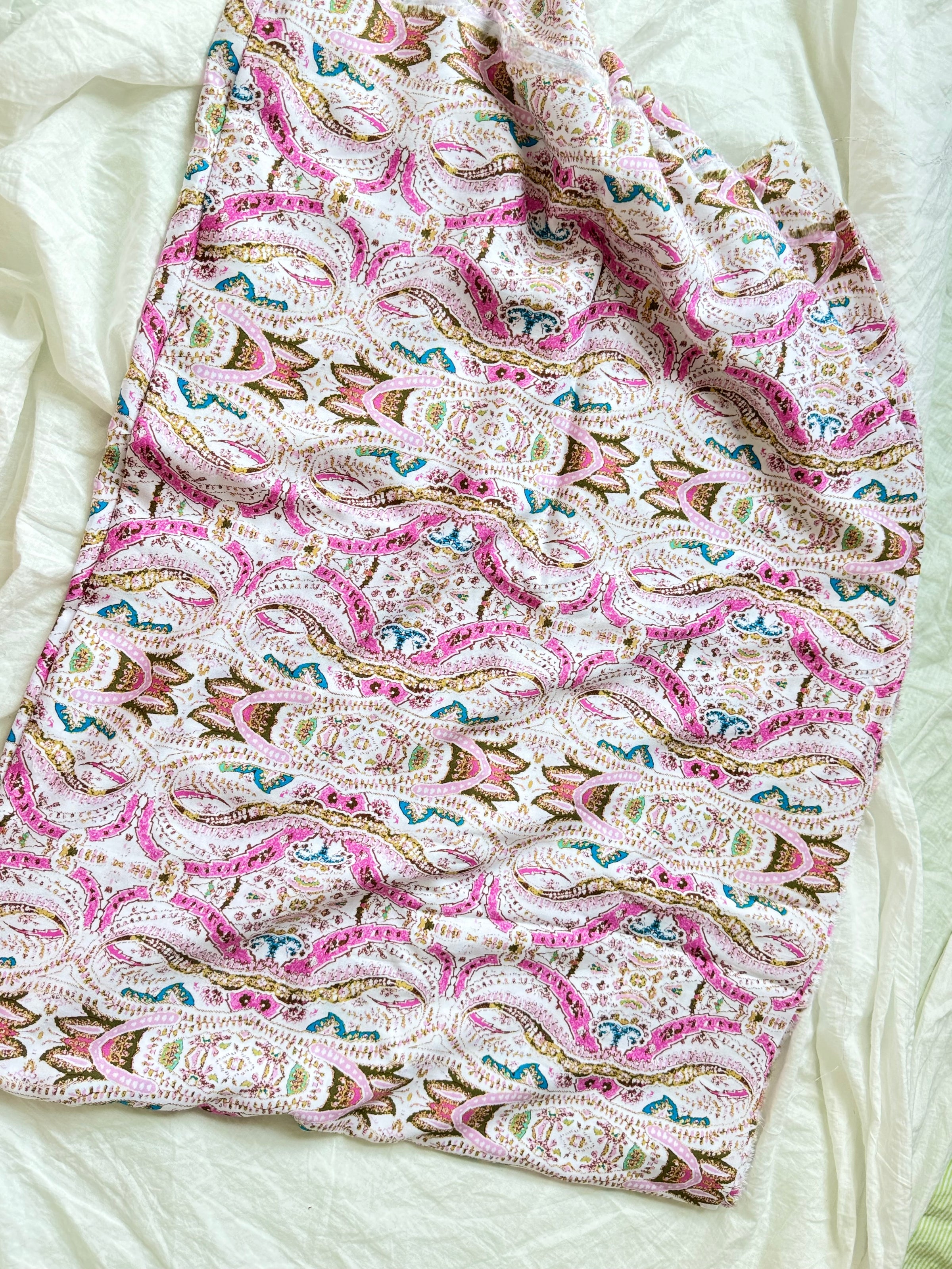 Pink Paisley Soft Rayon Challis Fabric — 3.28 yd