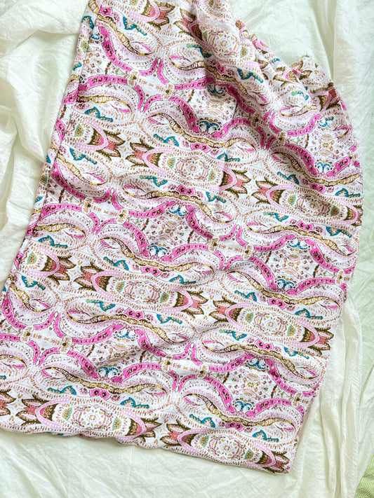 Pink Paisley Soft Rayon Challis Fabric — 3.28 yd