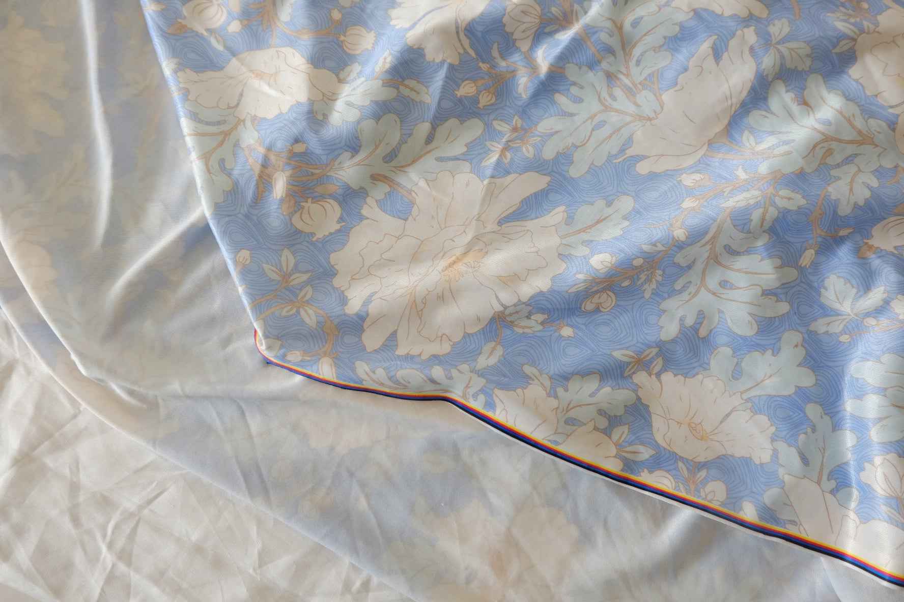 Powder Blue Floral Stretch Mesh – 2.19 yd