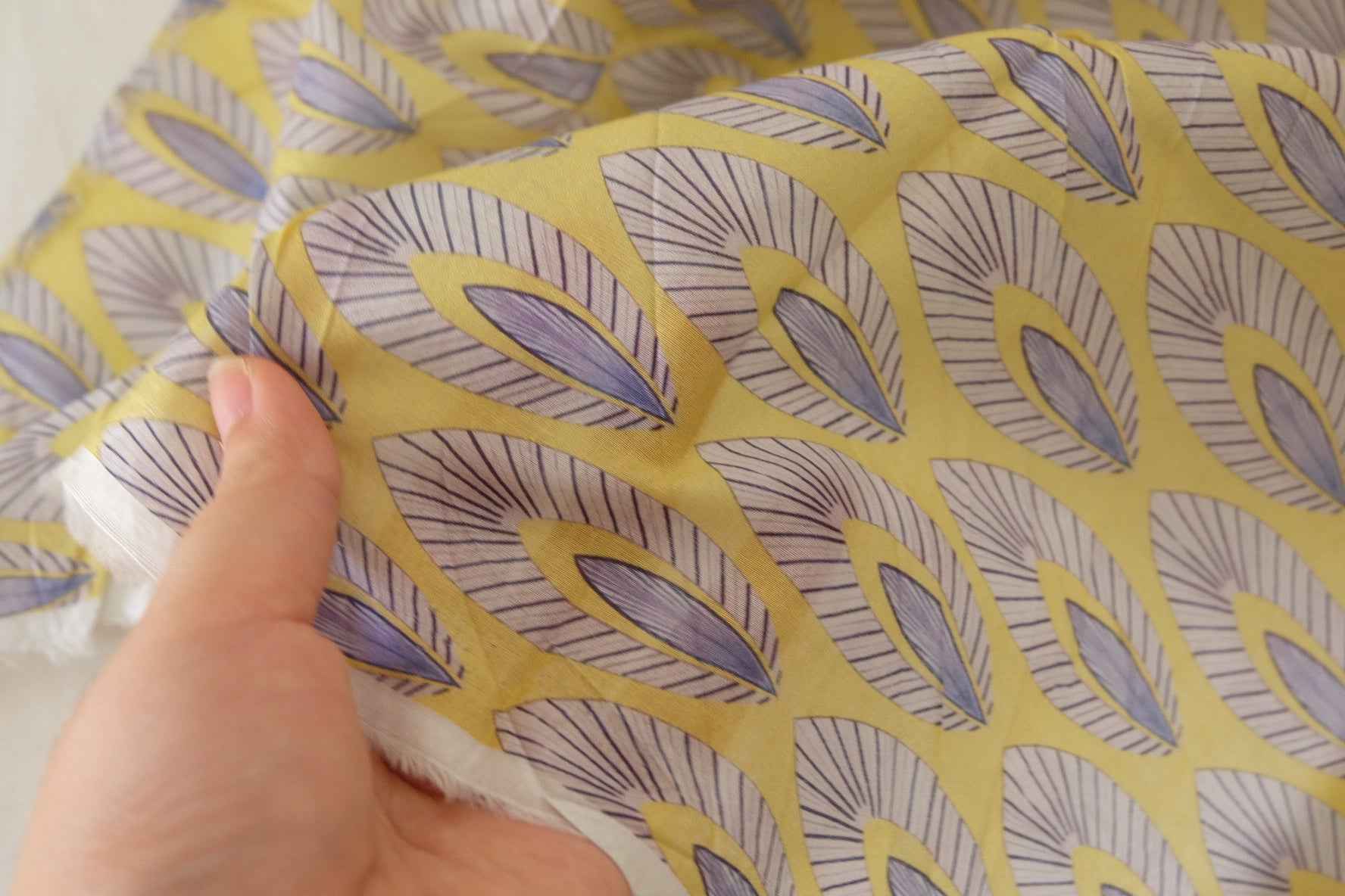 Geometric Leaf Cotton Lawn Fabric – 2.2 yd