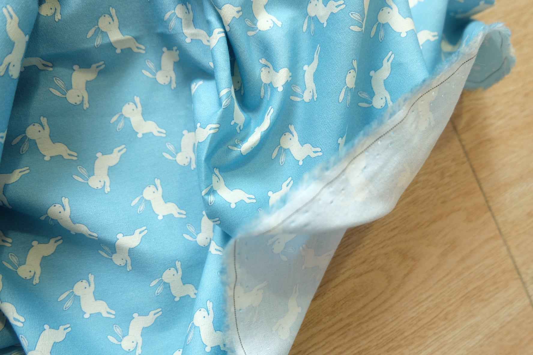 3 for 58 | Blue Bunny Cotton Poplin Fabric — 2.2 Yards
