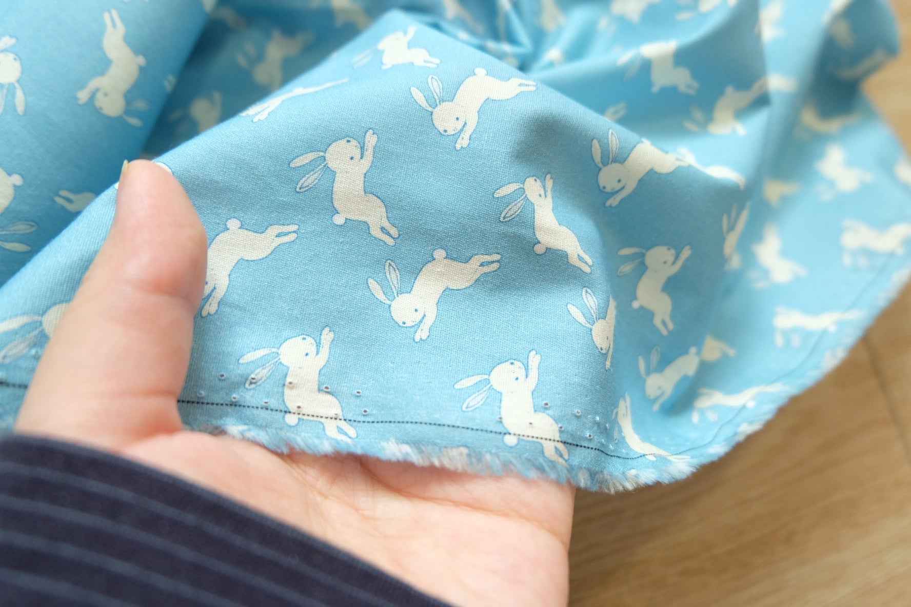 3 for 58 | Blue Bunny Cotton Poplin Fabric — 2.2 Yards