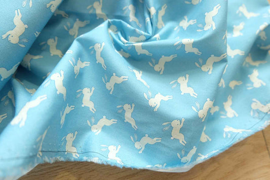 3 for 58 | Blue Bunny Cotton Poplin Fabric — 2.2 Yards