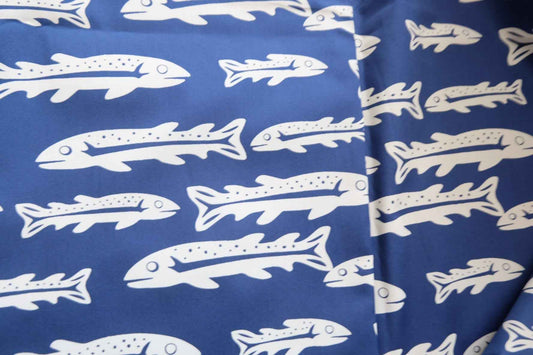 3 for 58 | Blue Fish Cotton Poplin Fabric — 3.28 Yards