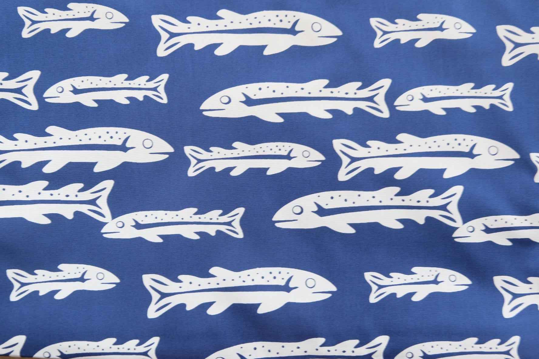 3 for 58 | Blue Fish Cotton Poplin Fabric — 3.28 Yards