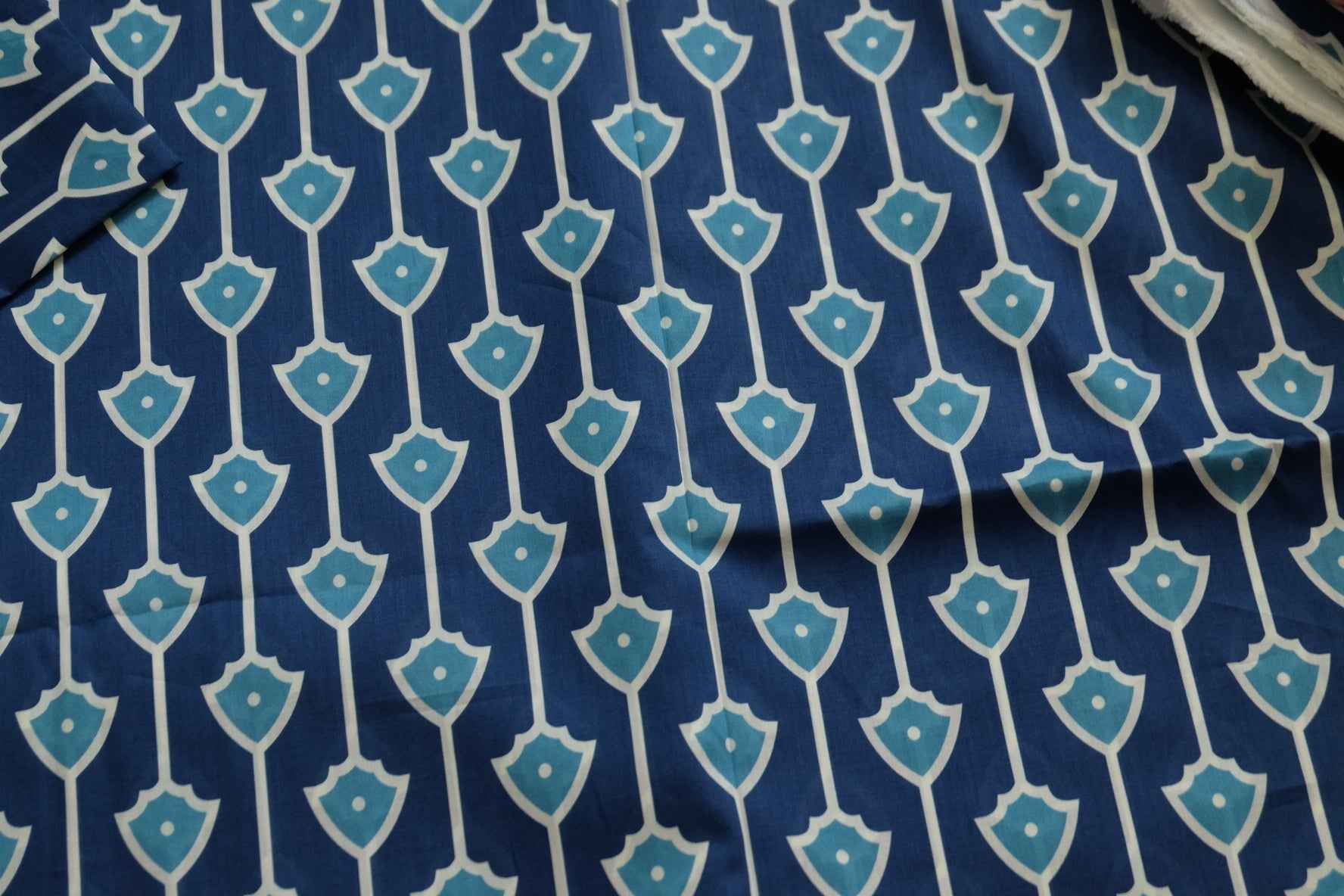 3 for 58 | Blue Geometric Cotton Poplin Fabric — 3.28 Yards