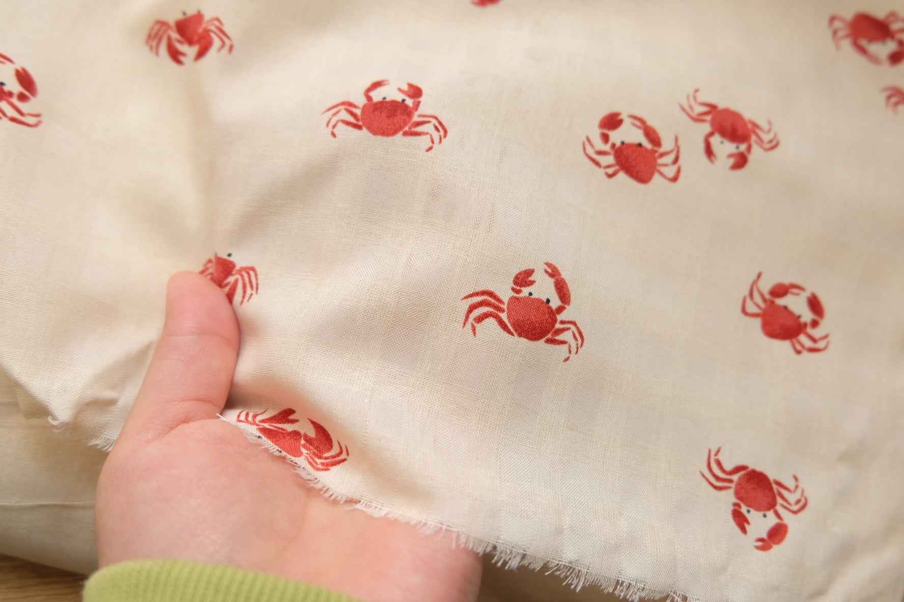 3 for 58 | Crab Print Textured Poly-Cotton Fabric — 3.28 Yards