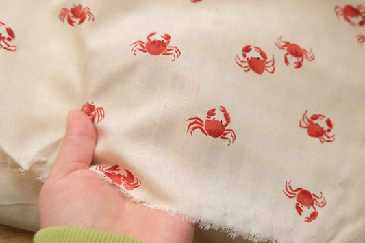 3 for 58 | Crab Print Textured Poly-Cotton Fabric — 3.28 Yards