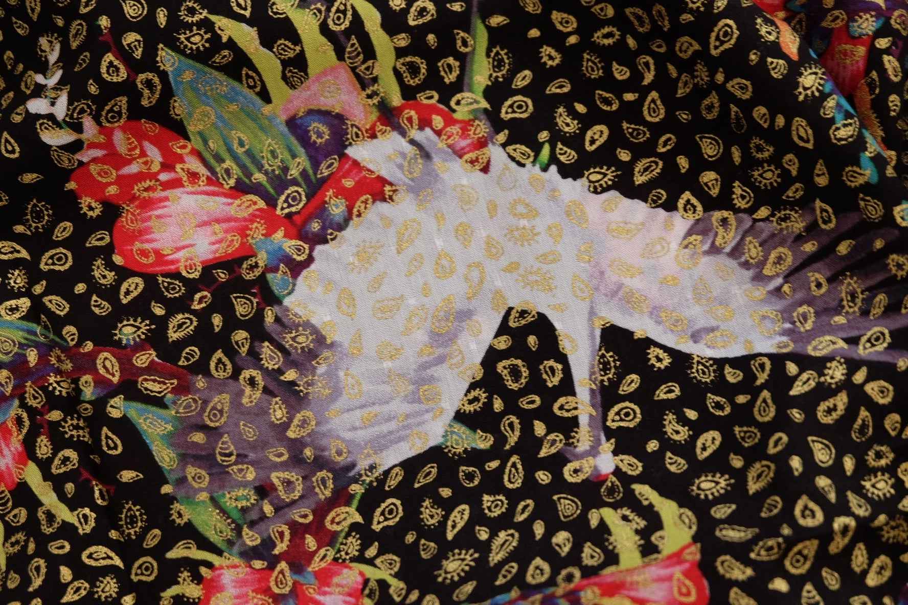 3 for 58 | Foil Bird & Floral Rayon Fabric — 2.19 Yards