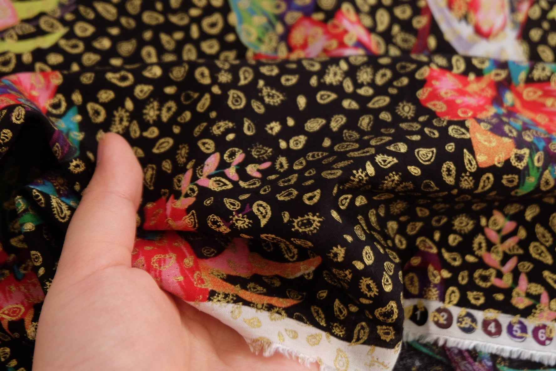 3 for 58 | Foil Bird & Floral Rayon Fabric — 2.19 Yards
