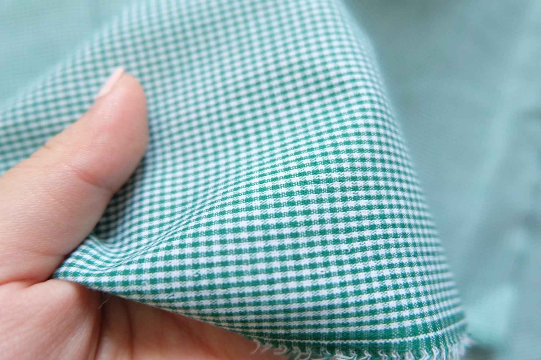 3 for 58 | Green Mini Gingham Cotton Fabric — 3.28 Yards