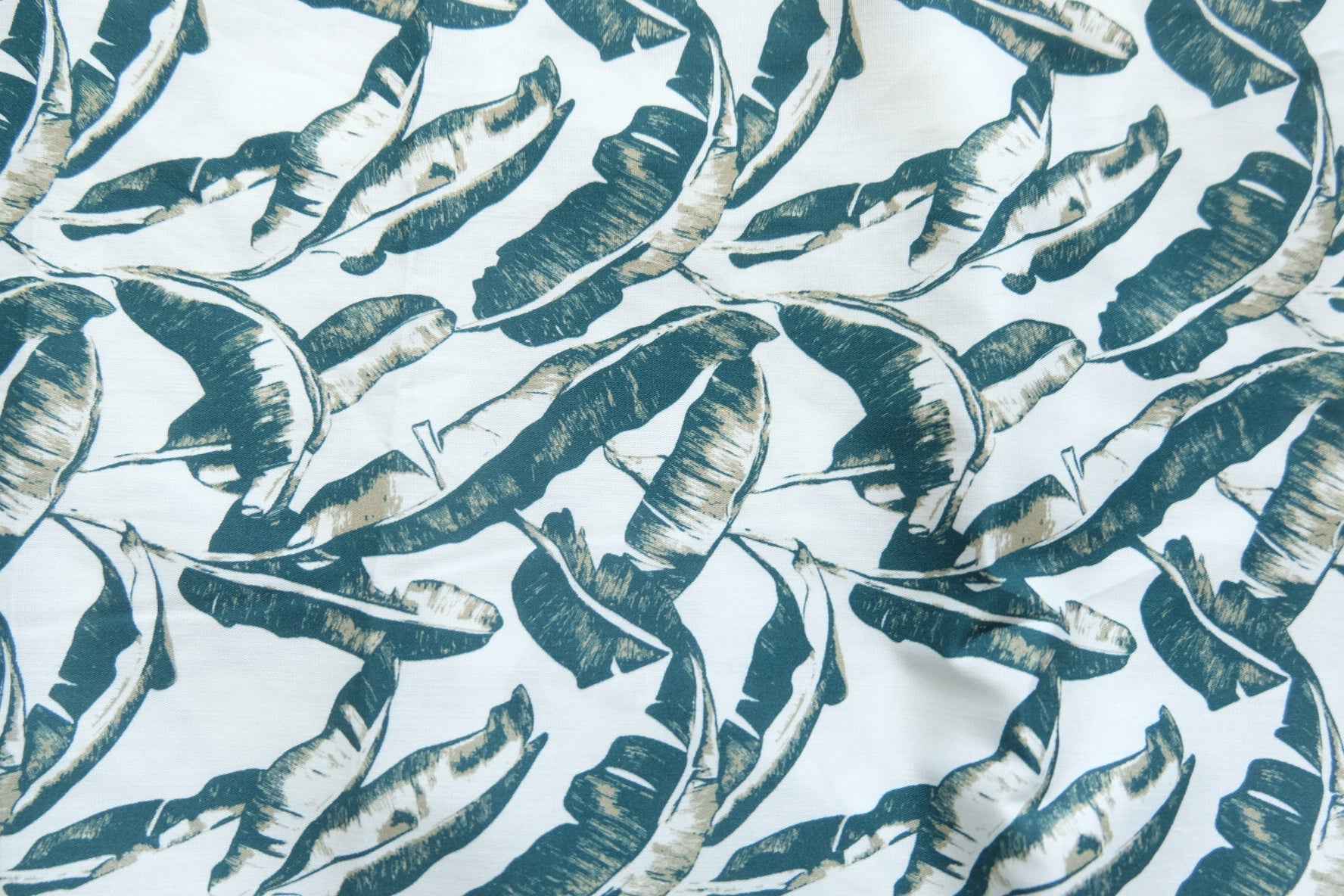 3 for 58 | Green Tropical Leaf Cotton Poplin Fabric — 3.28 Yards