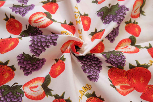3 for 58 | Japanese Strawberry & Grape Cotton Poplin Fabric — 2.73 Yards