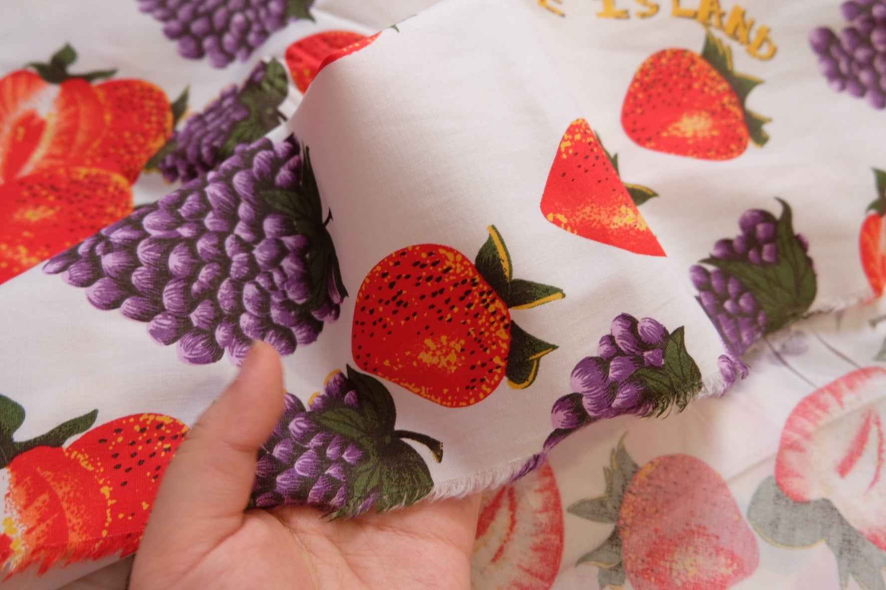 3 for 58 | Japanese Strawberry & Grape Cotton Poplin Fabric — 2.73 Yards