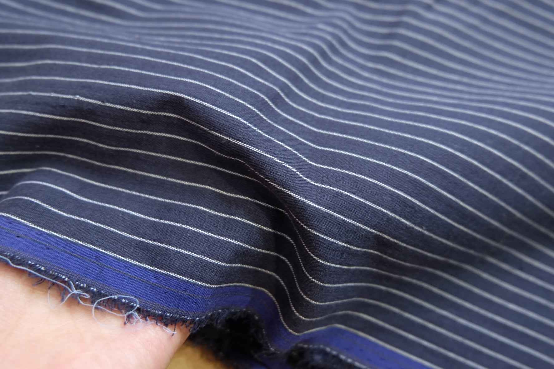 3 for 58 | Navy Yarn-Dyed Stripe Cotton Fabric — 3.28 Yards