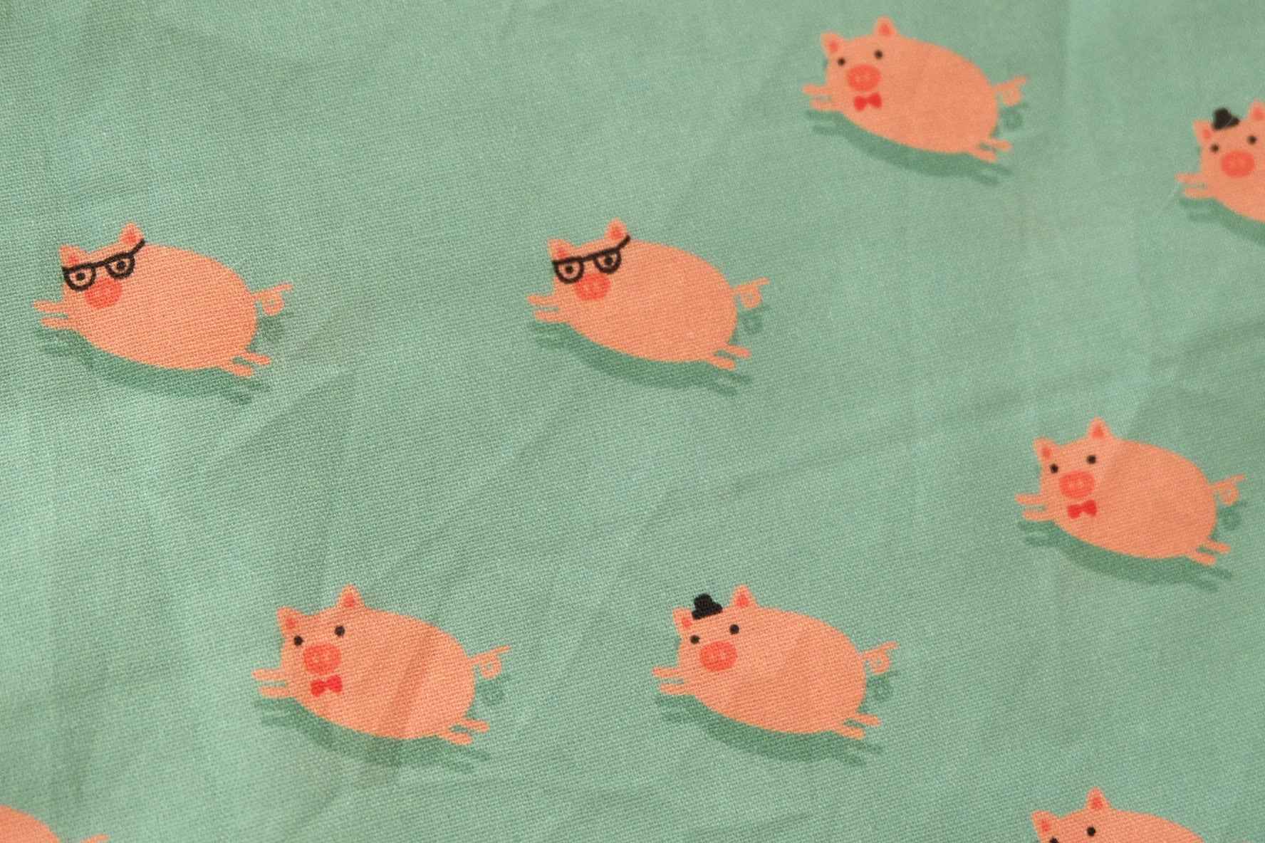 3 for 58 | Pig Print Cotton Fabric — 2.19 Yards