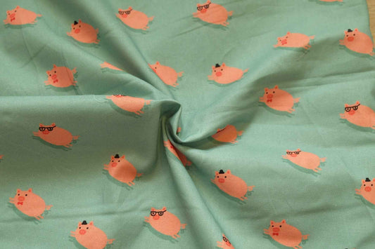 3 for 58 | Pig Print Cotton Fabric — 2.19 Yards