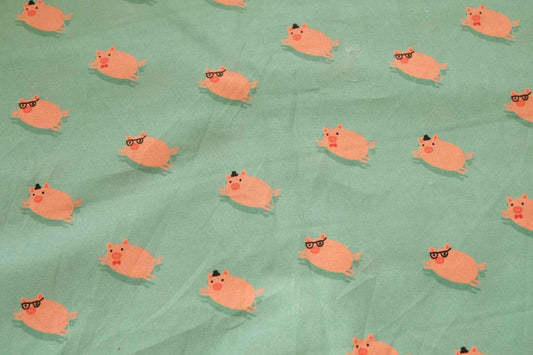 3 for 58 | Pig Print Cotton Fabric — 2.19 Yards