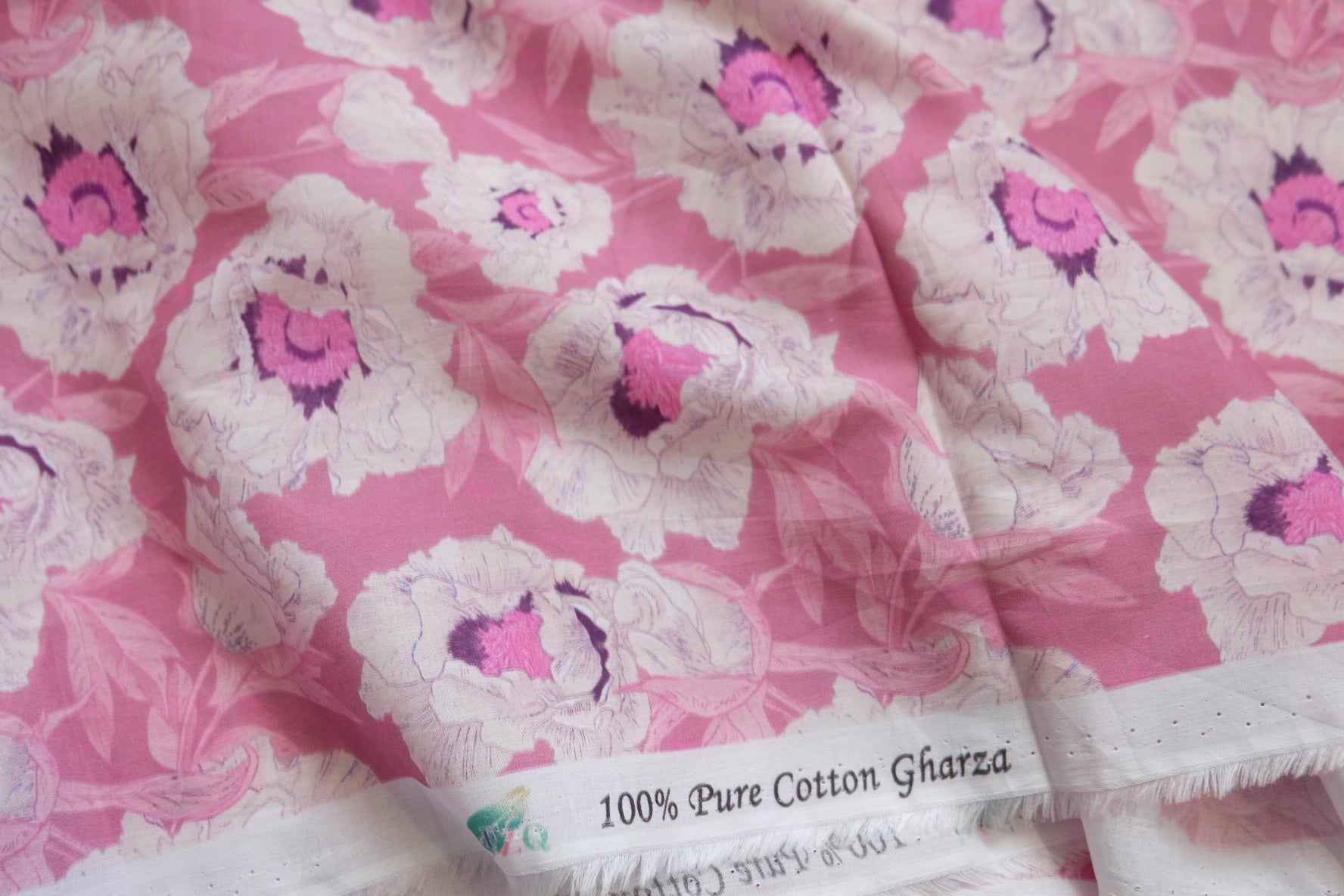 3 for 58 | Pink Floral Cotton Poplin Fabric — 1.97 Yards