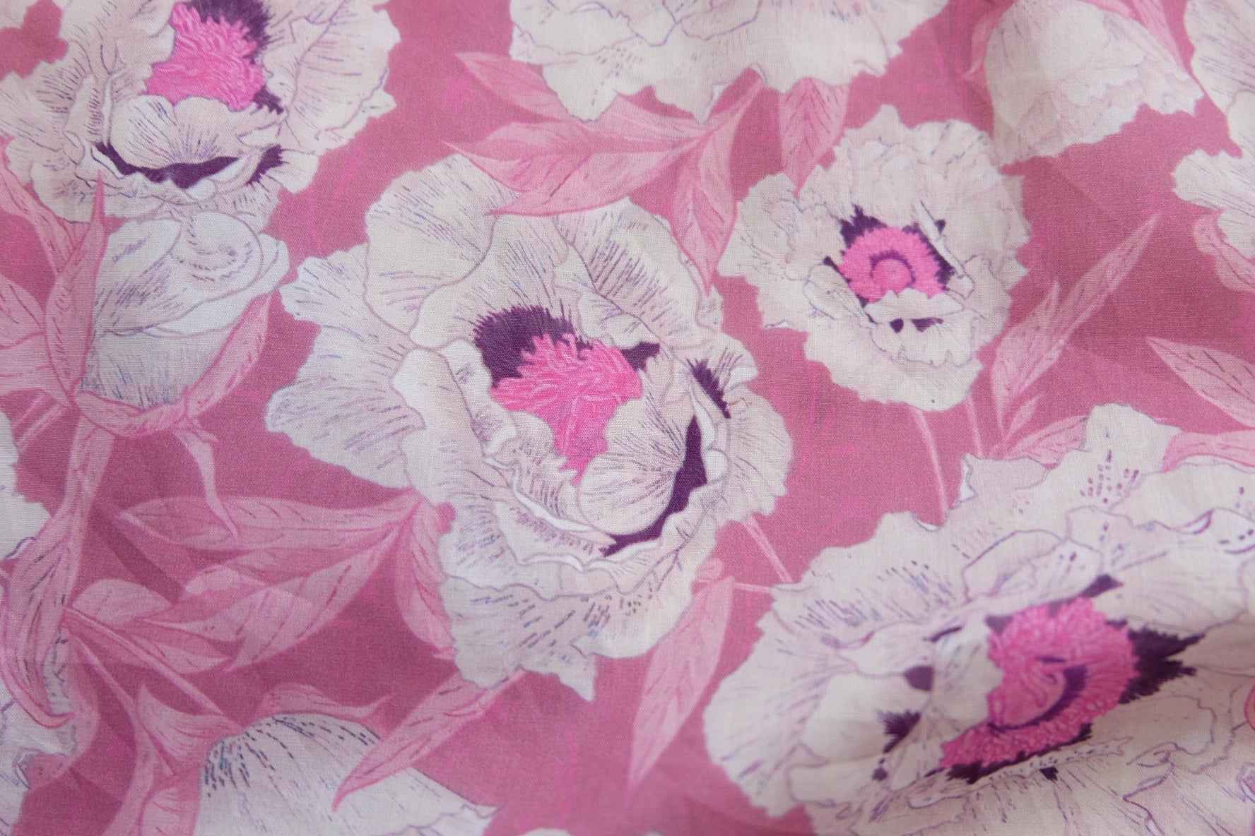 3 for 58 | Pink Floral Cotton Poplin Fabric — 1.97 Yards