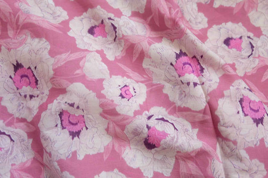 3 for 58 | Pink Floral Cotton Poplin Fabric — 1.97 Yards