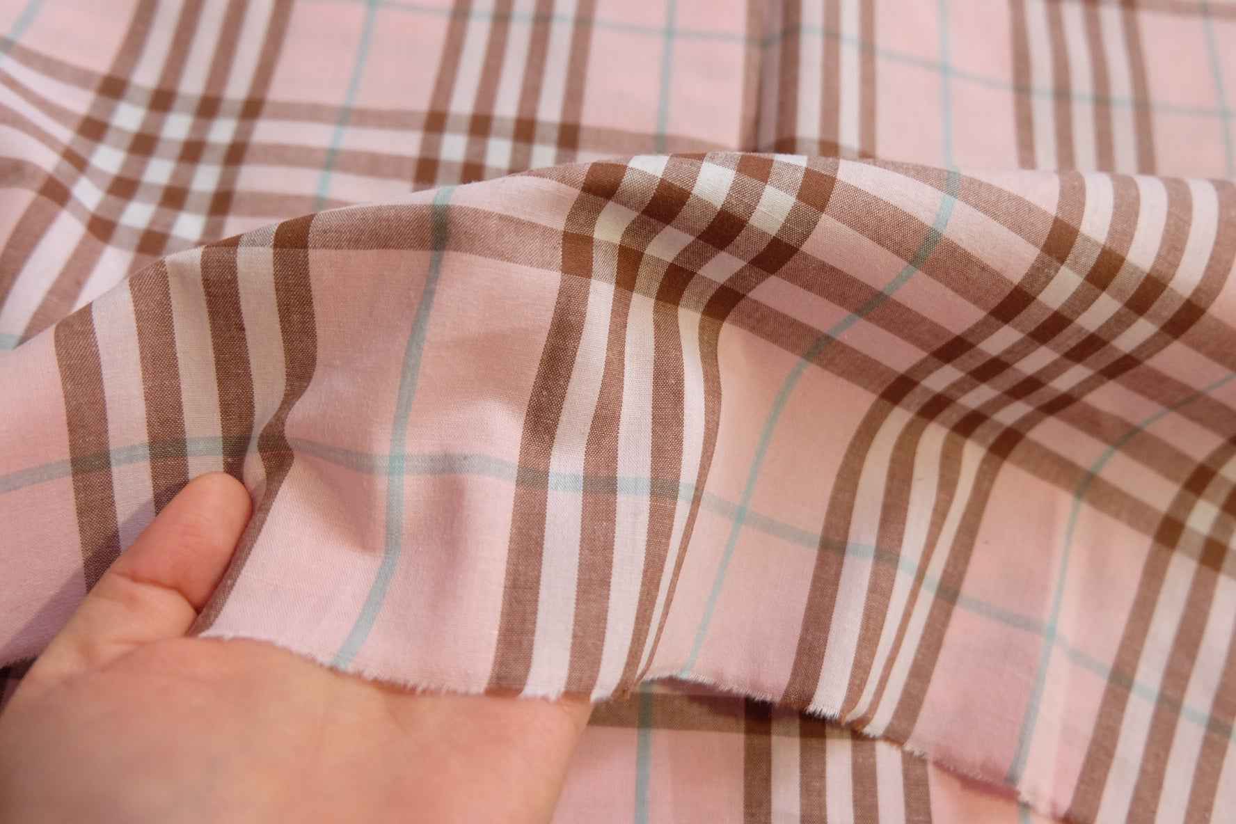 3 for 58 | Soft Pink Plaid Cotton Fabric — 3.28 Yards