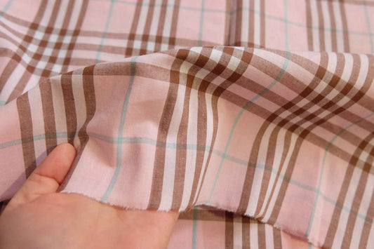3 for 58 | Soft Pink Plaid Cotton Fabric — 3.28 Yards