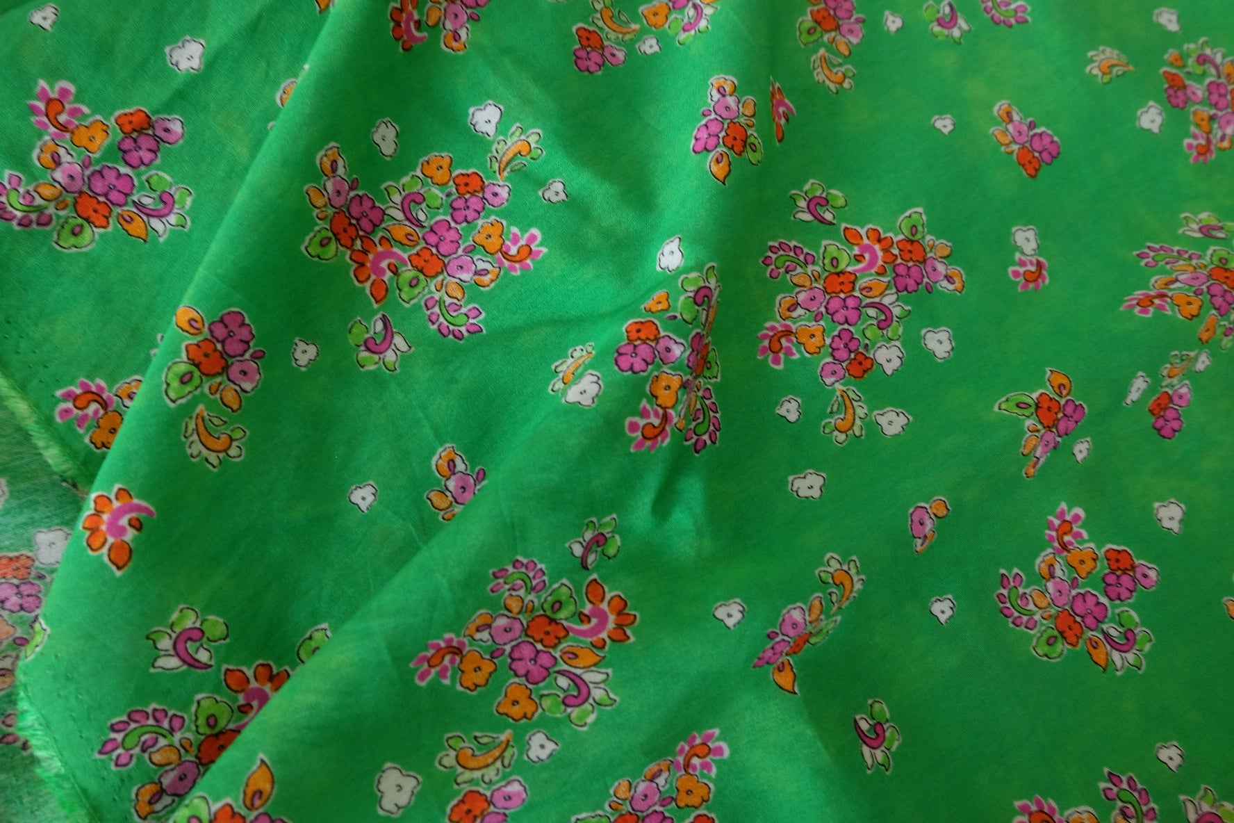 Green Floral Tencel Cotton Fabric – 1.6 yd