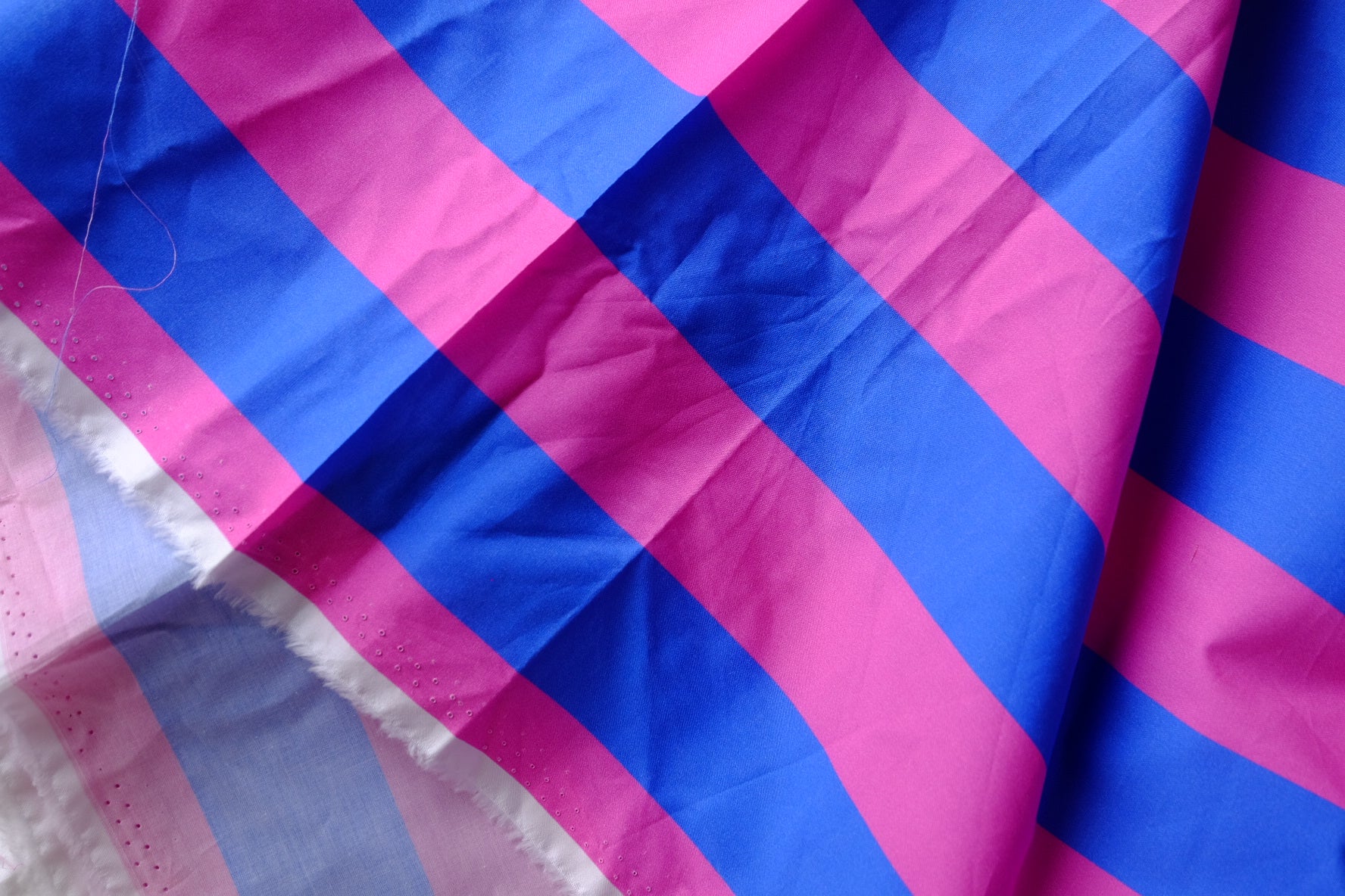 Pink & Cobalt Stripe High-Density Cotton Poplin – 3.9 yd