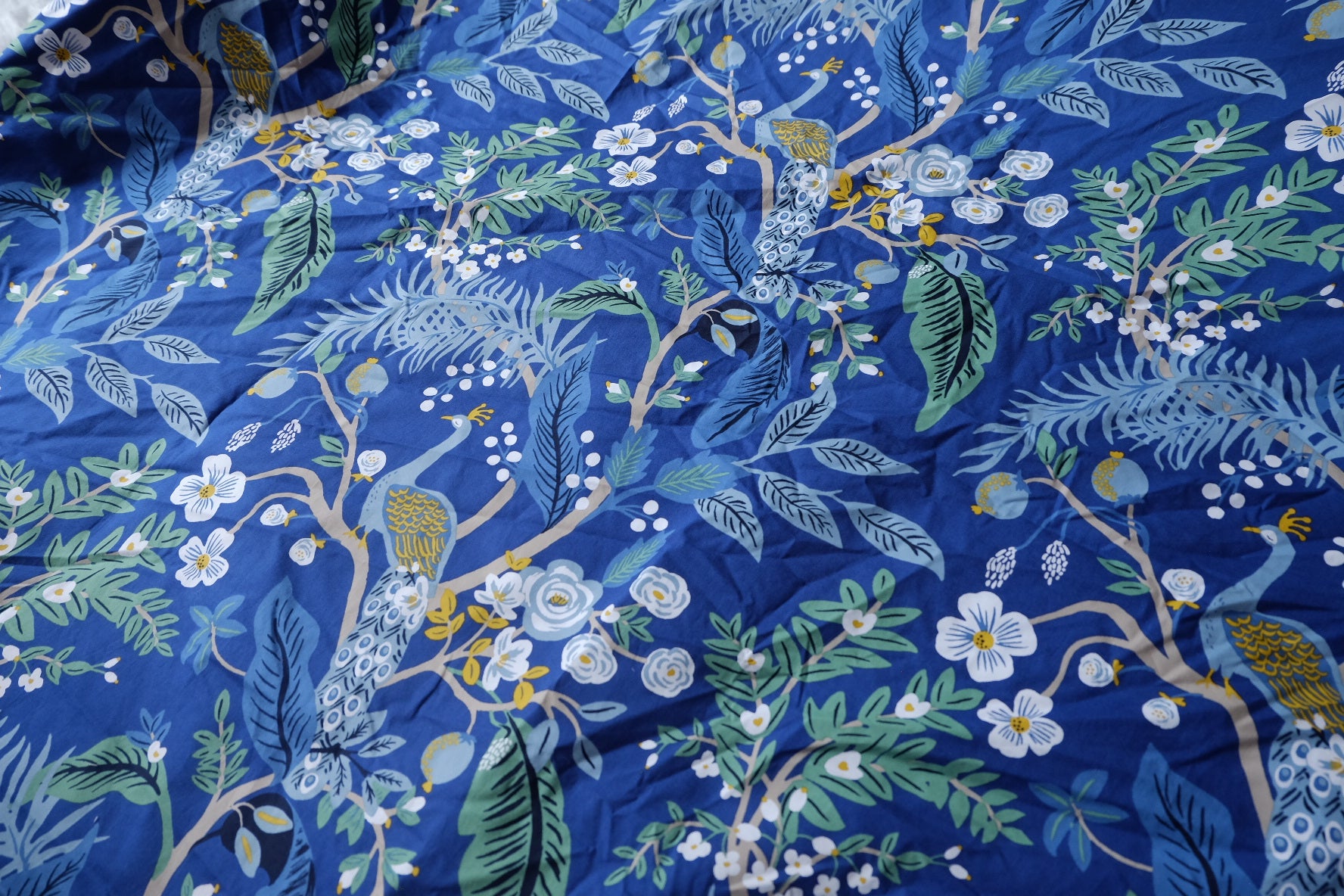 Blue Peacock Garden Silky Lightweight Poplin — 3.28 yd