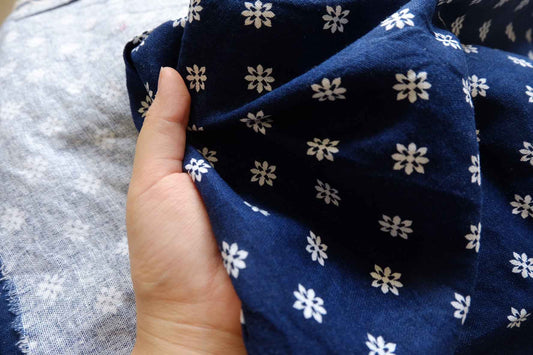 Indigo Daisy Cotton Linen – 1.86 yd