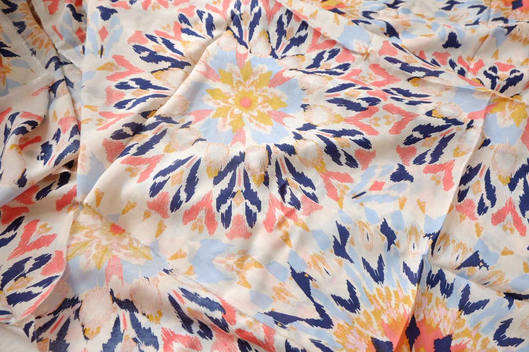 Kaleidoscope Floral Silky Rayon Fabric - 3.28 yd