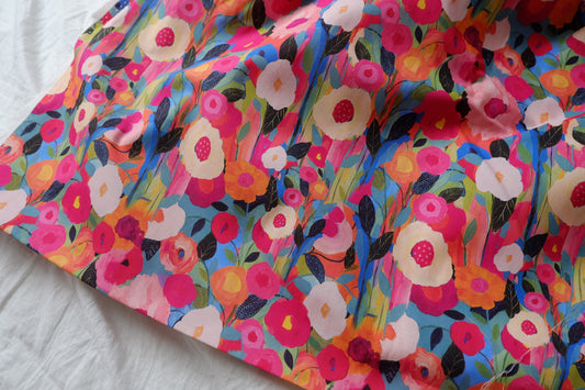 Bright Painterly Floral 60s Cotton Poplin — 2.19 yd