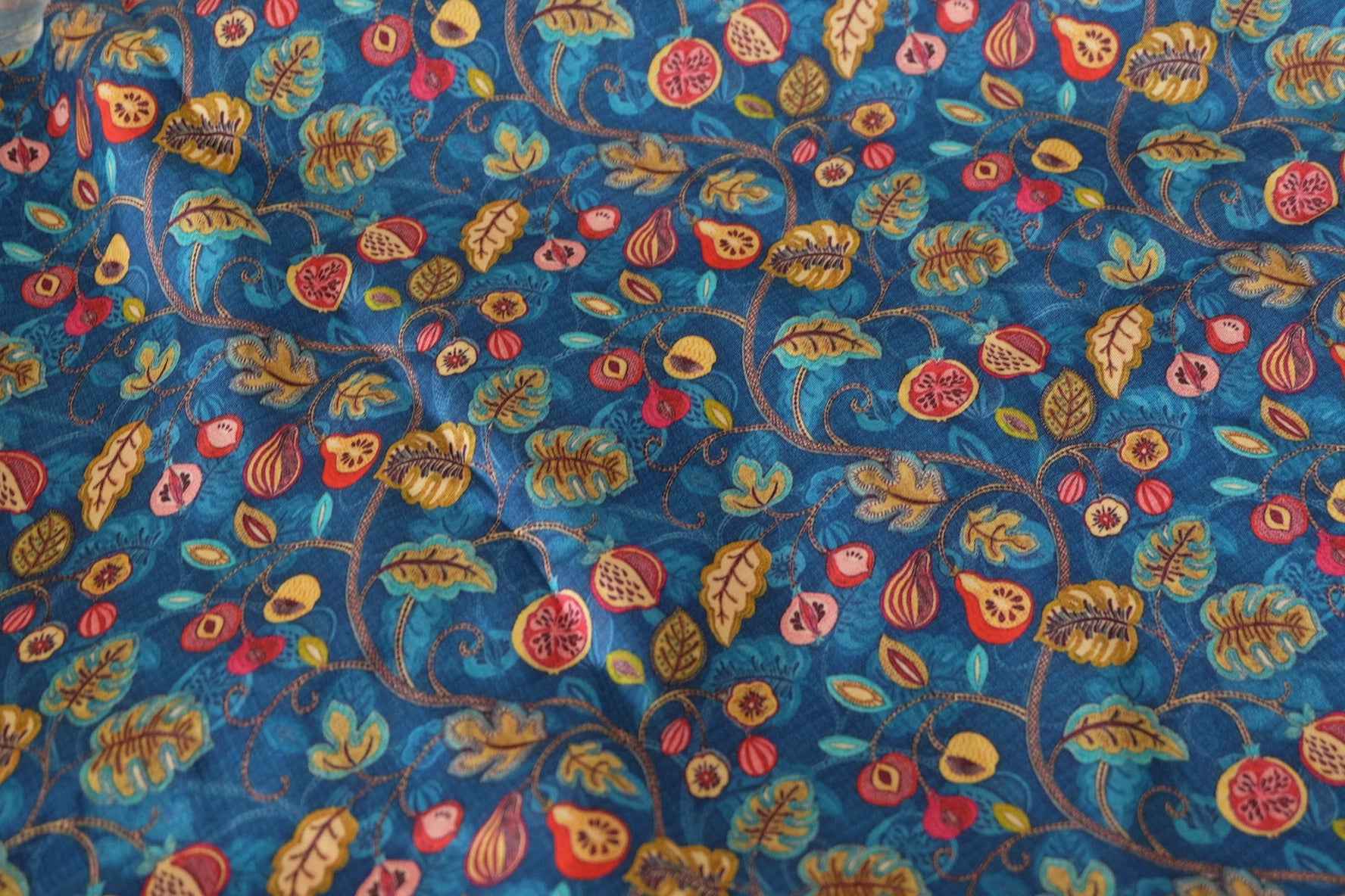 Fruit Vine Rayon Sateen Fabric – By the Meter
