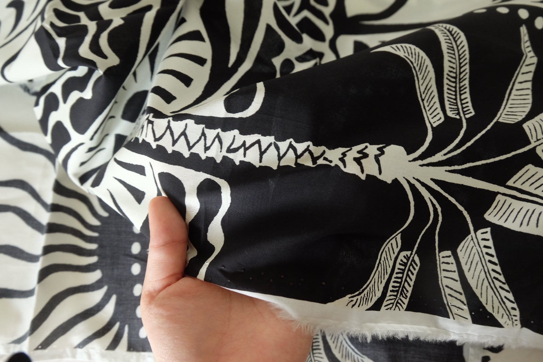 Black Tropical Border Cotton Poplin — 1.64 yd