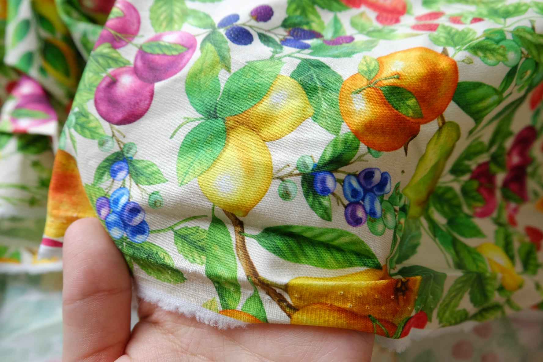 Bright Fruit Garden Stretch Cotton Twill Fabric - 2.62 yd