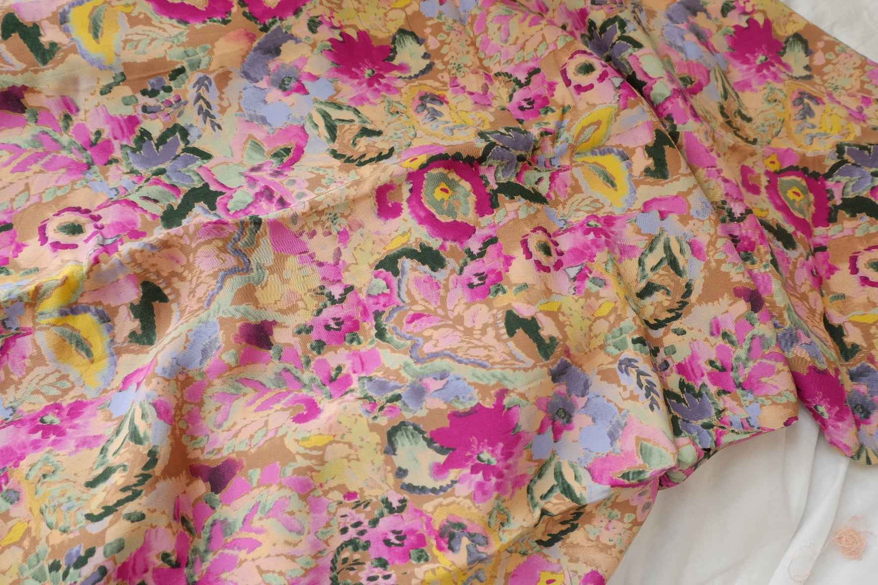 Bold Floral Cupro Fabric, Fluid Silky Dress Weight, 2.19 Yards