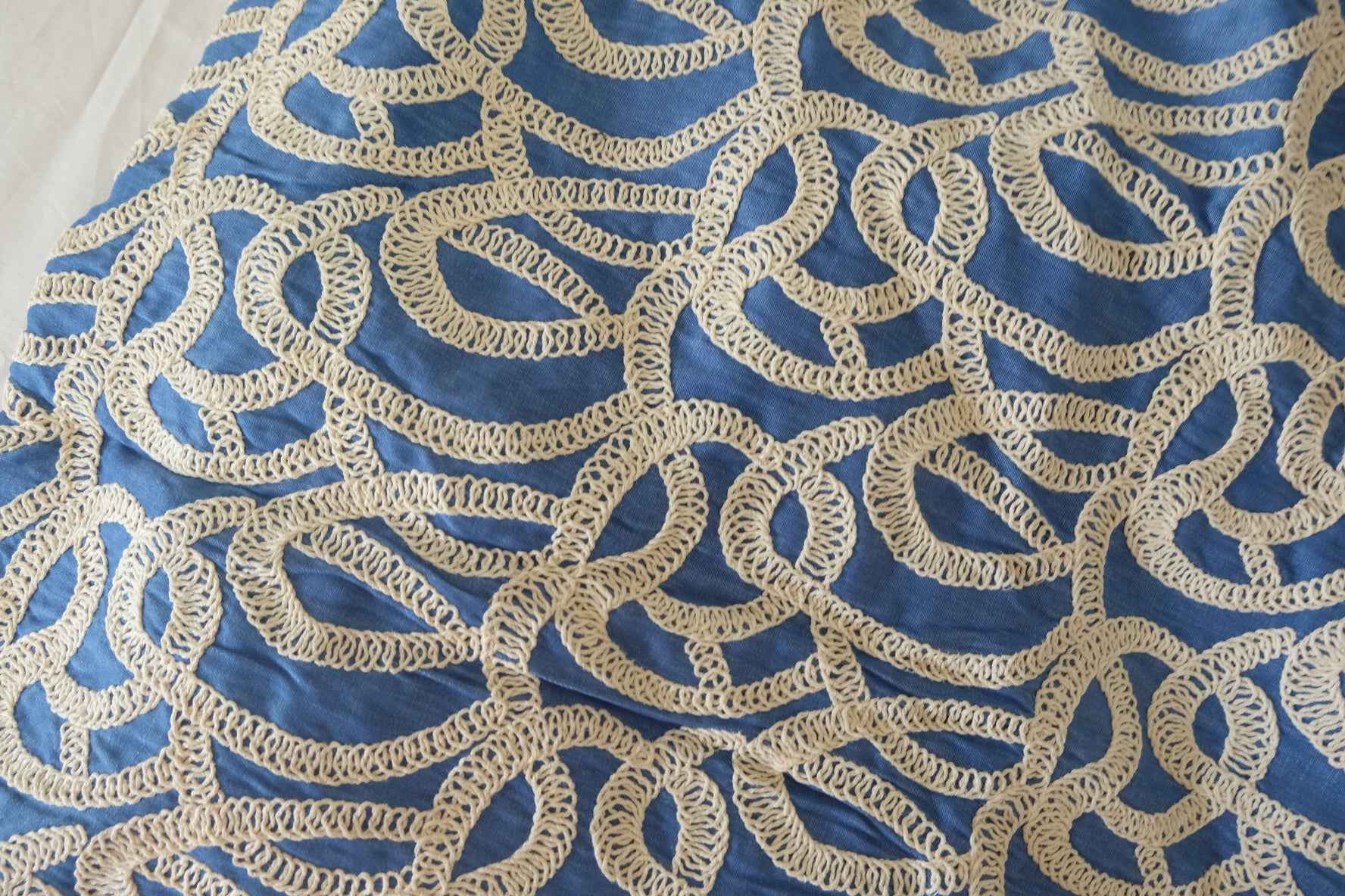 Embroidered Tencel Cotton Denim Fabric – 1.5 yd