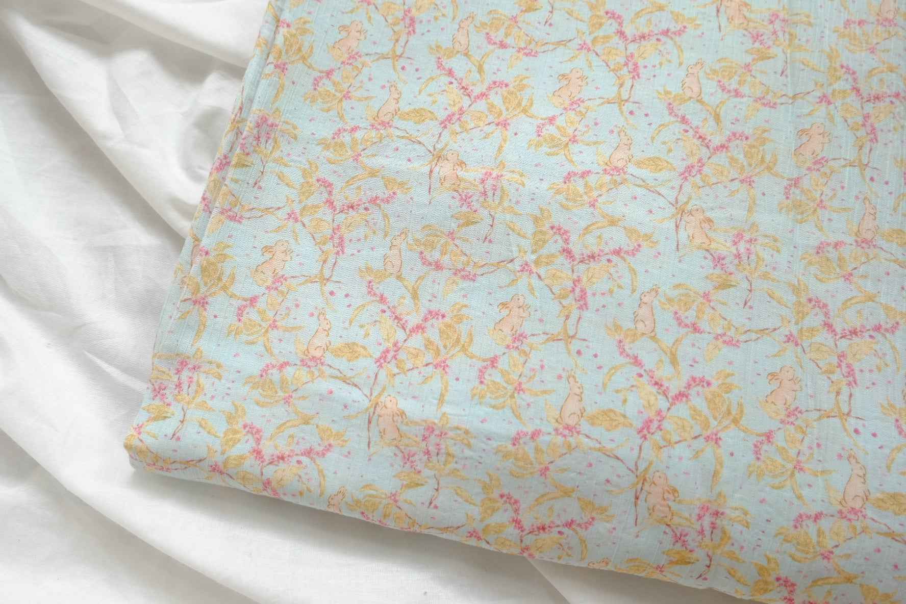 Pastel Bunny Tencel Cotton Fabric, Soft Textured Summer Dress Weight, 3.28 Yards