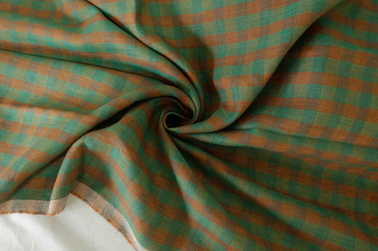 Italian Woven Plaid Pure Linen Fabric – 1.6 yd