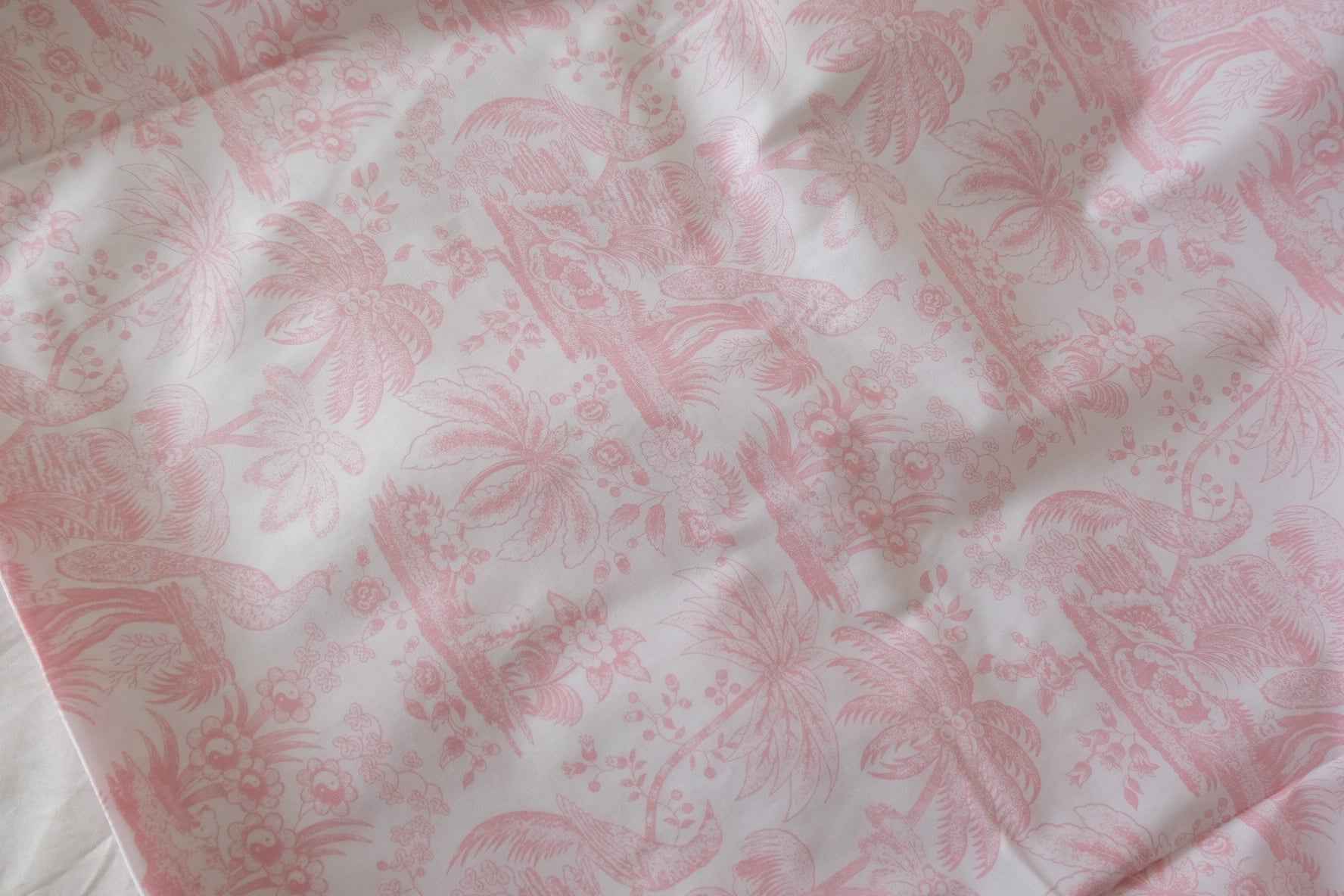 Pink Oriental Floral Cotton Sateen Fabric – 1.6 yd