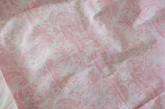 Pink Oriental Floral Cotton Sateen Fabric – 1.6 yd