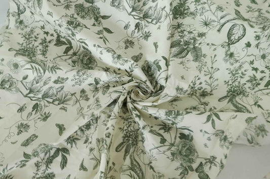 Vintage Botanical Sketch Cotton Lawn Fabric – 3.3 yd