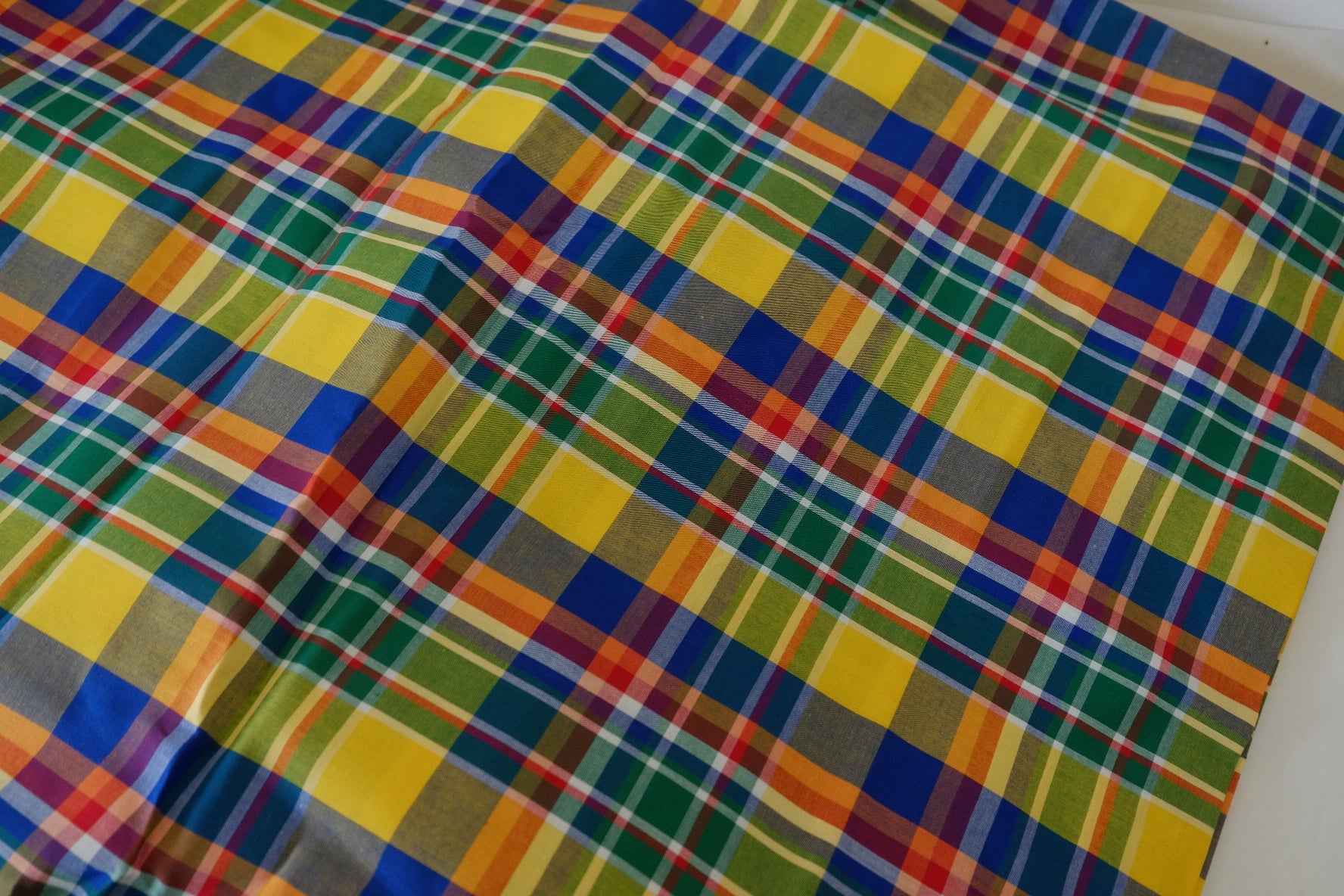 Colorful Yarn Dyed Cotton Plaid Fabric – Vibrant Rainbow Check – 1.6 yd