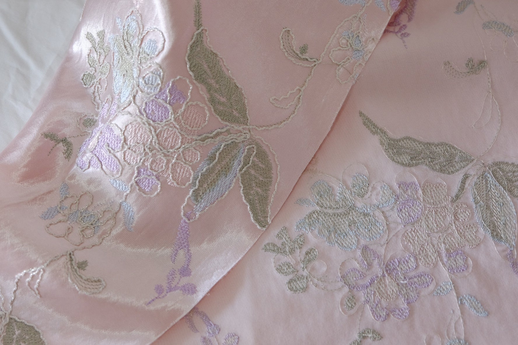 Blush 3D Floral Embroidered Acetate-Blend Satin – 2.2 yd